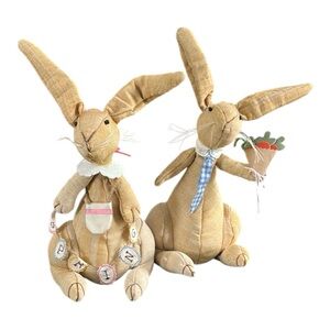 Pottery barn kids Burlap Bunny Rabbit Pair Table Top Decor Or Door Stoppers